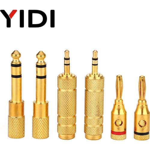 2 pcs-1pair Gold Plated Banana Connector Type for Audio Video Speaker Wire Screw Banana Plugs Black Red