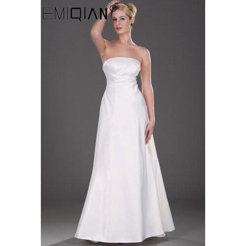 Simple A Line Wedding Dresses Satin Off The Shoulder Wedding Bridal Gowns Sweep Train vestido de noiva sheer beach wedding guest