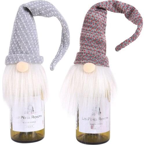 Christmas Wine Bottle Decor Set Bottle Cover Clothes Kitchen Decoration for New Year Xmas Dinner Party
