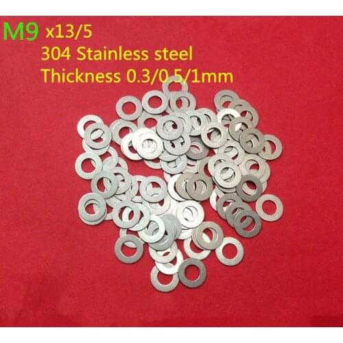 100PCS M9 flat Thin washer shim 0.3mm 0.5mm 304 Stainless Steel Ultra-thin Flat Washer Gasket Gap Adjustment washer