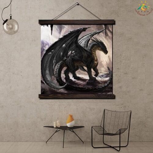 Wild Dinosaur Animal Modern Wall Art Print Pop Art Picture And Poster Solid Wood Hanging Scroll Canvas Painting for Home Decor