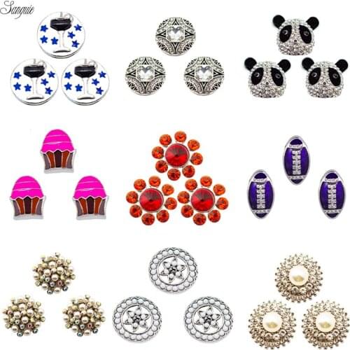 Rhinestone gem snap button panda cake alloy Mix 1pcs/lot Fit 18mm Ginger Snaps Button Necklace pendant Bracelet Jewelry