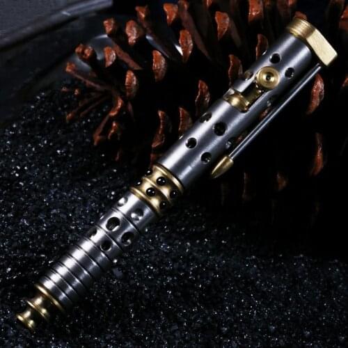Hole Tactical Pen Titanium+Brass Bolt Outdoor Broken Window Self-defense Pen Multi-function Personality EDC Pen