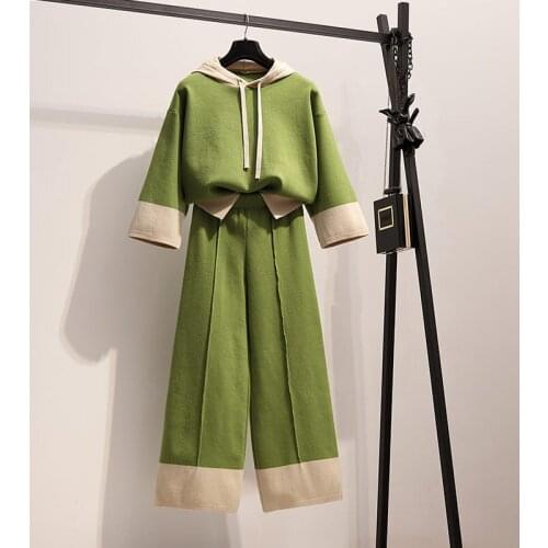 Large Size 4XL Spring 2021 Suit Fashion Hooded Sweater Shirt Two Piece Set Women Top And Pants Casual Loose Tracksuit zh084