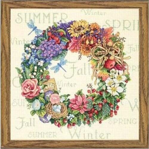 Top Quality Beautiful Lovely Counted Cross Stitch Kit Wreath For All Seasons Season Spring Summer Autumn Winter dim 35040