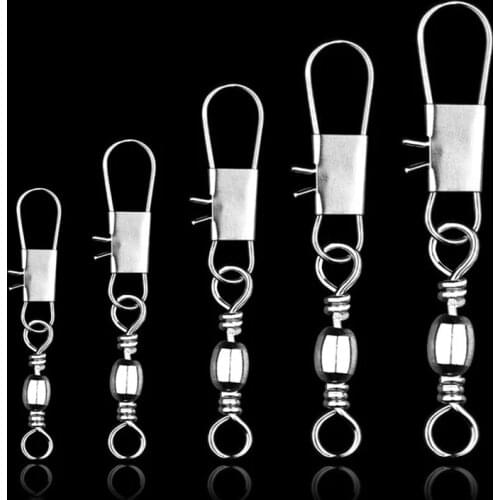 WALK FISH 50PCS/Lot Fishing Connector Pin Bearing Rolling Swivel Stainless Steel with Snap Fishhook Lure Tackle Accessorie