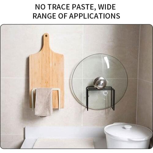 Iron Cutting Board Frame Pot Lid Holder Organizer Wall Mount Pan Lid Cover Storage Rack Holder Home Kitchen Storage Organization