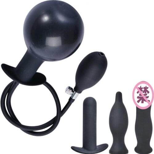 Women Inflatable Big Butt Plug Pump Anal Plug Dildo Pump Silicone Huge Anus Butt Dilator Massager Expandable Anal Balls Sex Toys