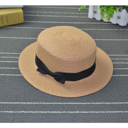 Fashion Hawaiian Straw Hat Sun Hats Beach Hat Female Casual Panama Hat Women Flat Brim Bowknot Straw Cap Girls Sun Hat