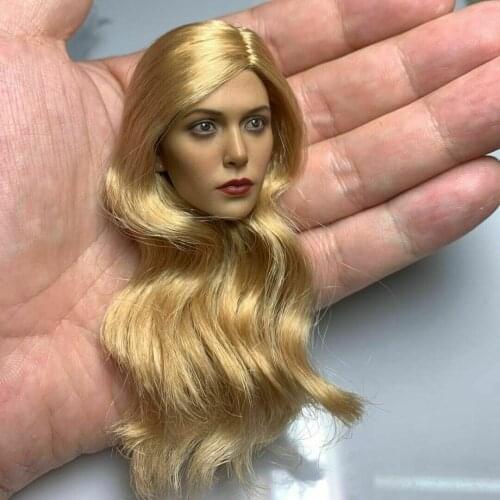 1/6 scale female figure Elizabeth Olsen blonde version Witch head sculpture model for 12 inch action figure in stock
