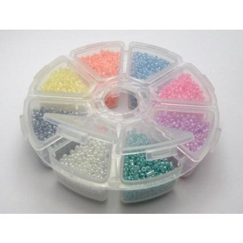 100 gram (6000pcs) Glass Ceylon Seed Beads 2mm (10/0)+Storage Box