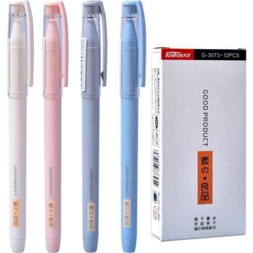 12 pcs/Box Quick Dry Blue Ink Sign Pen 0.5mm Plastic Gel Pen Office& School Accessories Pens Stationery Escolar Material