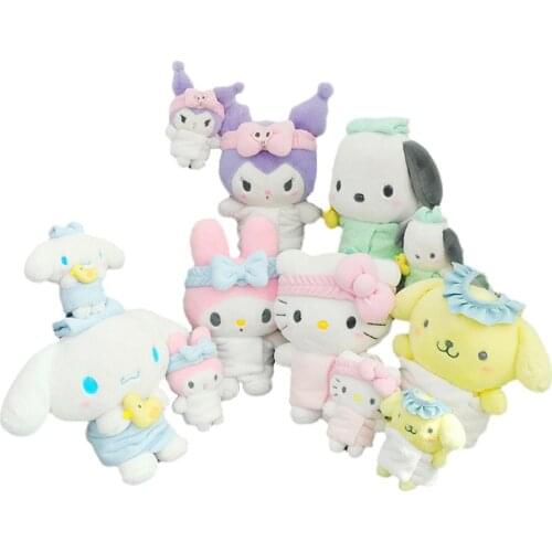 12cm/20cm Kawali Anime Cinnamoroll My Melody Pom Purin Kitty Pochacco Kuromi Cartoon Soft Stuffed Plush Doll Home Decor Kids Toy
