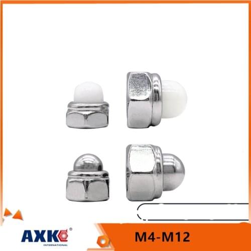 2/10X M4 M5 M6 M8 M10 M12 304 Stainless Steel Acorn Cap Cover Dome Hex Hexagon Nylon Insert Lock Nut Self-locking Nylock Locknut
