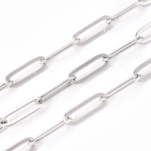 2Roll 304 Stainless Steel Soldered Paperclip Cable Chains Accessories For jewelry DIY making With Spool,about 5m/roll
