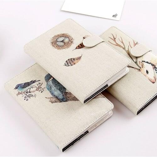 2020 simple retro cloth hand ledger magnetic button notebook schedule notebook A5