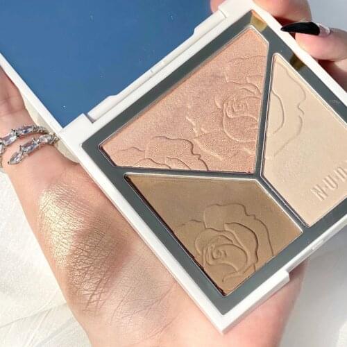 3D Contour Palette Face Shading highlighter Powder Makeup 3 Colors Long-Lasting Make Up Contouring Bronzer Cosmetics