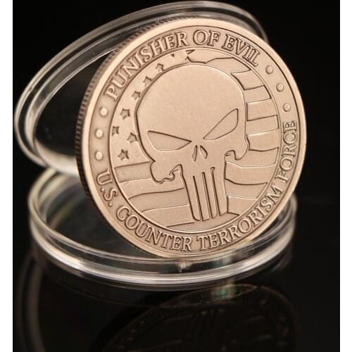 US Counter-terrorism Forces Bronze Plated Coin Punisher of evil two gun Coins Collectibles