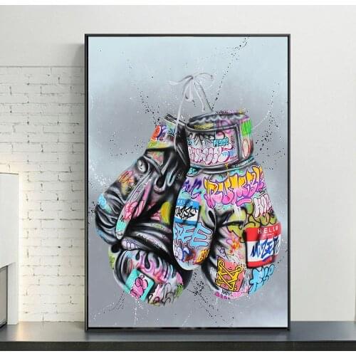 Boxing Gloves Graffiti Art Canvas Painting on the Wall Art Posters and Prints Street Art Boxing Gloves Canvas Picture Home Decor