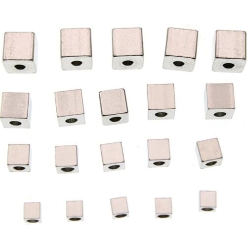 50pcs 3 4 5 6mm Square Shape Stainless Steel Spacer Beads For Jewelry Making Bead DIY Charm Bracelet Necklace Z841