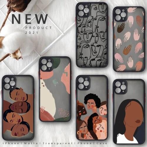 Abstract art design sexy girl Phone Case Matte Transparent for iphone 11 12 pro mini XS XR X max 7 8 plus TPU Mobile bags coque