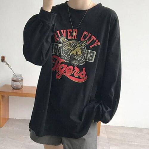 Black Long Streetwear Female T-shirt Autumn Women Casual Oversized T Shirt Harajuku Long Sleeve Funny Cartoon Womens T-Shirts