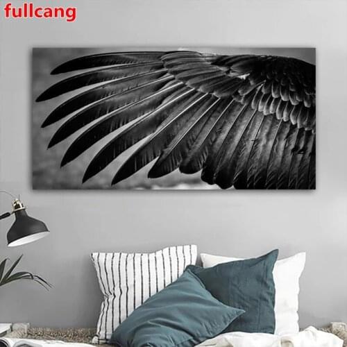 Black angel wing 5D DIY Diamond Painting Square Round Diamond emboridery Art Mosaic Cross Stitch Home Decor nordic art JX2476