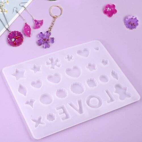 Flower LOVE Heart Silicone Mold Casting Mould For Epoxy UV Resin Jewelry Making DIY Pendant Earrings Stud Jewelry Tools