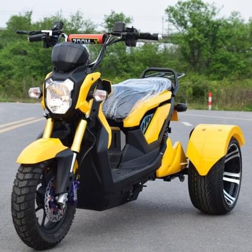 Disc Brakes Cycling Adult Three Wheel Electric Motorcycle 1500W 60V 20ah Double