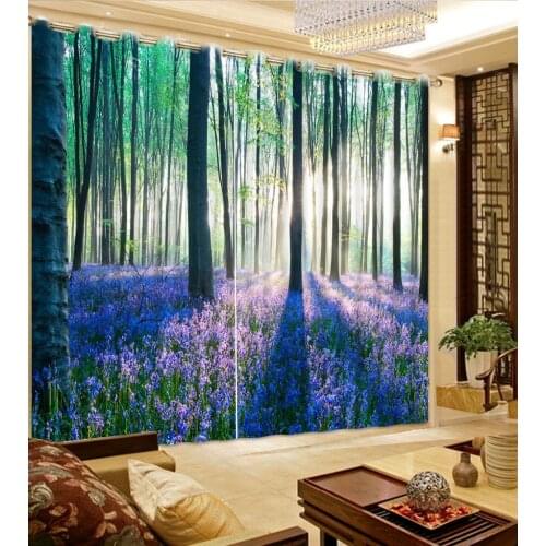 Home Decor Custom 3D Window Curtains Kids room Curtain Hooks Polyester Blackout Forest Curtains