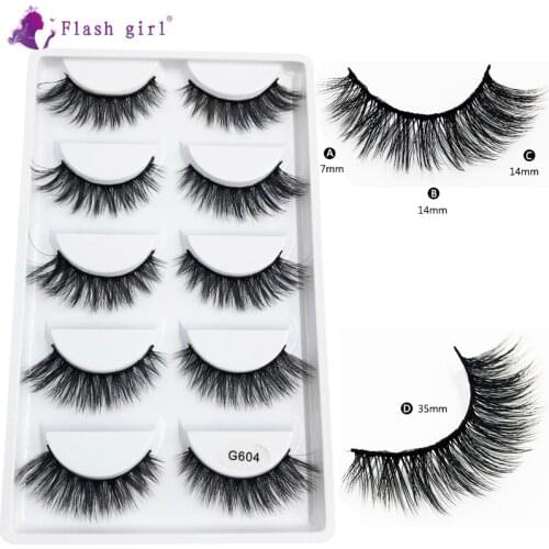 Flash GirL good quality G604 8style 5 pairs handmade 3D mink hair natural and luxury eyelashes false