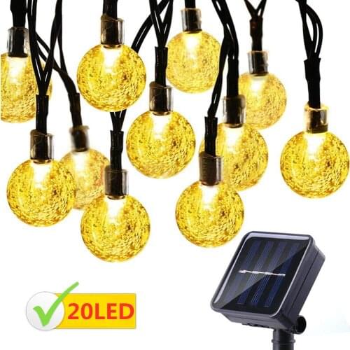 Solar String Light Waterproof 20 LED Hanging Globe String Outdoor Lights with 2 Modes for Bar Patio Garden Backyard Party Decor