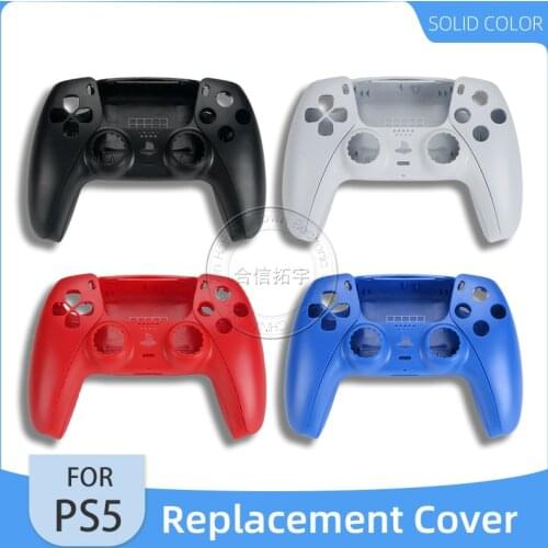 HOTHINK DIY Solid Color Handle Housing Shell for PS5 Top Bottom Skin Case Cover Replacement for PlayStation DualSense