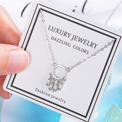 925 Sterling Silver Exquisite Dream Catcher Tassel Pendant Necklace Crystal Zircon Necklace Jewelry For Women Gifts S-N263