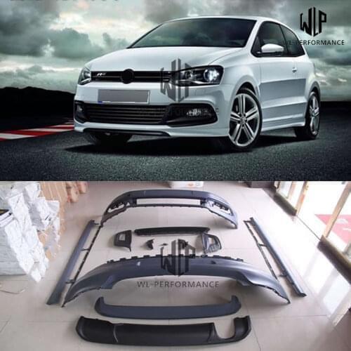 Polo GTI R-Line style Car body kit High quality PP Unpainted Front Bumper rear bumper side skirts For Volkswagen Polo GTI 11-16