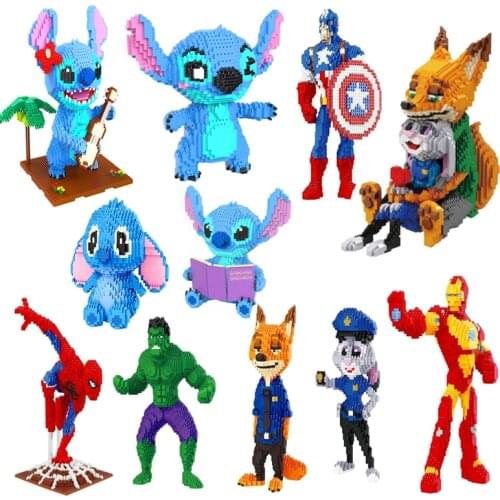 Disney Role Building Blocks Captain America Hulk SpiderMan Animation Design Character Construction Group Block