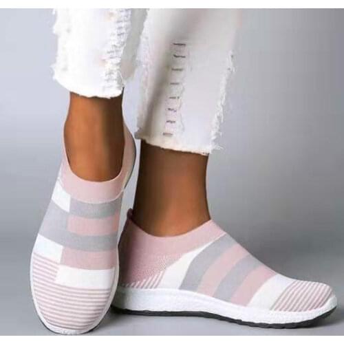Womens Casual Vulcanized Shoes Woman Sock Sneakers 2020 Women Knitted Flat Shoes Ladies Slip On Female Loafers Summer