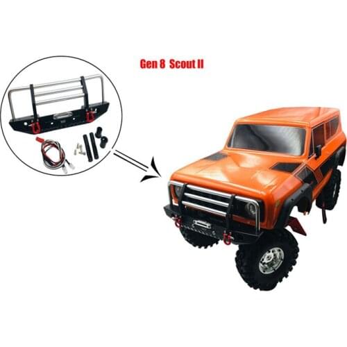 KYX Metal Front Bumper with Light for1/10 RC Crawler Car Traxxas TRX-4 TRX4 Redcat Gen8 Scout II