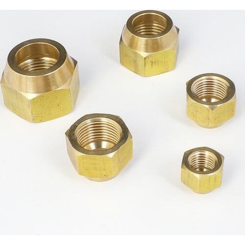 Brass Nut For 45 Deg SAE 1/4" 3/8" 1/2" 3/4" Flare Plumbing Fitting Adapeter Air conditioner