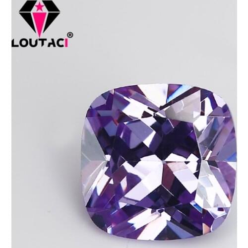 LOUTACI Women Jewelry Gemstones Cushion Lavender Cubic Zirconia 5A Lady Rings Necklace Small Size 3x3-4x4mm