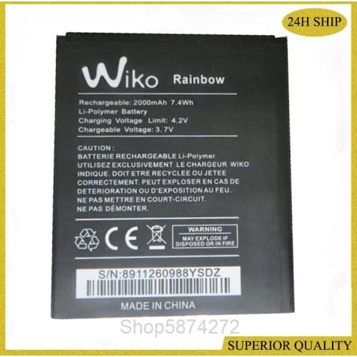 Mobile Phone Battery For Wiko Rainbow Battery 2000mah 7.4Wh 3.7V Lithium Backup Phone Accumulator Bateria