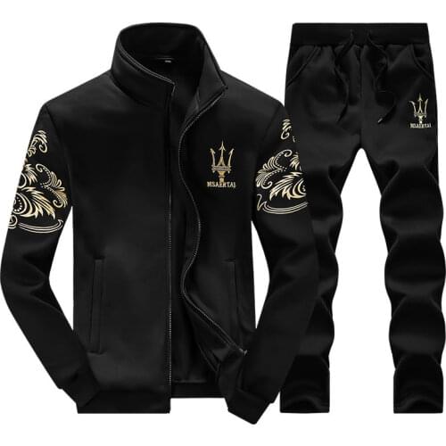 2021 9XL Men Tracksuit Autumn Outerwear Hoodie Set 2 Pieces Sporting Track Suit Male Stand Collar Sweatshirts+Sports Pants Suit