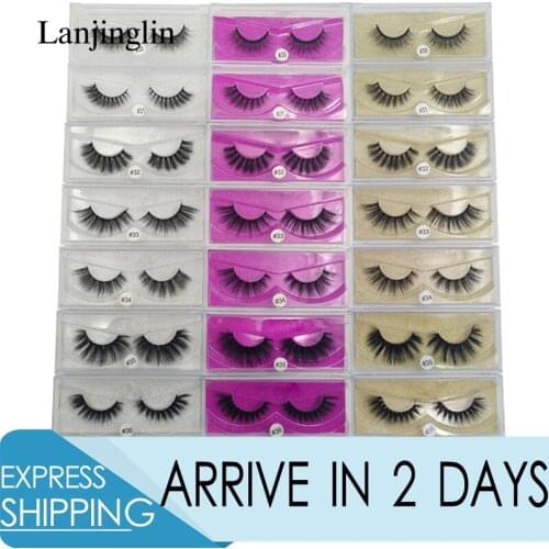 LANJINGLIN 1 pair false eyelashes mink lashes 3d mink hair maquillaje fake eye lash hand made makeup eyelash extension