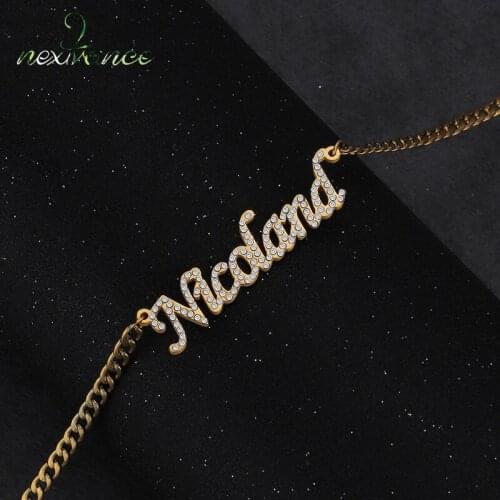 Nextvance Custom Hiphop Rock Necklace Stainless Steel Personalized Nameplate Cubic Zircon Pendant Necklaces Unisex Jewelry Gift