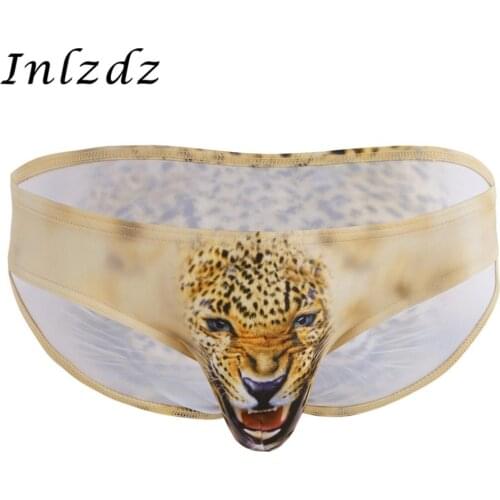 Underwear Mens Lingerie Bikini Briefs Wolf Leopard Gay Underwear Animal Printing Bulge Pouch Sissy Thongs Male Sexy Panties