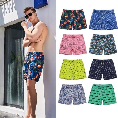 2021 Summer New Mens Beach Pants Loose Quick-drying Shorts Fashion Plus Size Printed Mesh Lining Breathable Casual Sweatpants