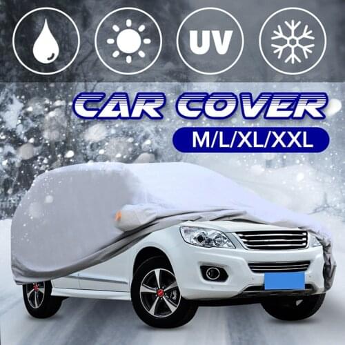 New Universal 4 Size ML XL XXL Silver Full Car Cover Anti UV, Rainproof Shape, Sunshade, Insulation, Dustproof Outdoor