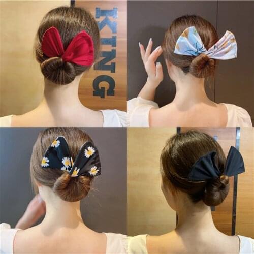 New Women Elegant Print Magic Lazy Printing Twist Clip Bow Headdress Hair Curling Artifact Ball Head Hair Curler Hair Bands