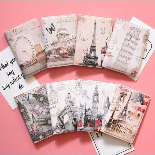 Couples travel abroad, British antique buildings, girls' passport protection sets, waterproof passport packages, ticket holders