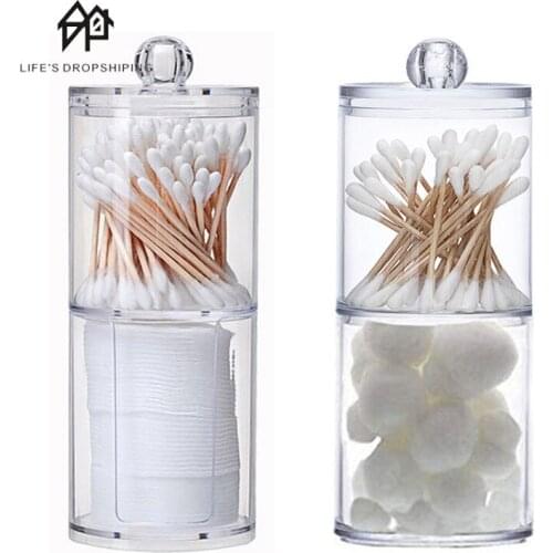 Portable Acrylic Makeup Organizer Cotton Swabs Container Women Jewelry Cosmetic Storage Box Qtip Holder Candy Organizador box